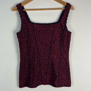 WHBM Leopard Print Corset Top Red Black Medium Grunge Whimsigoth Festival